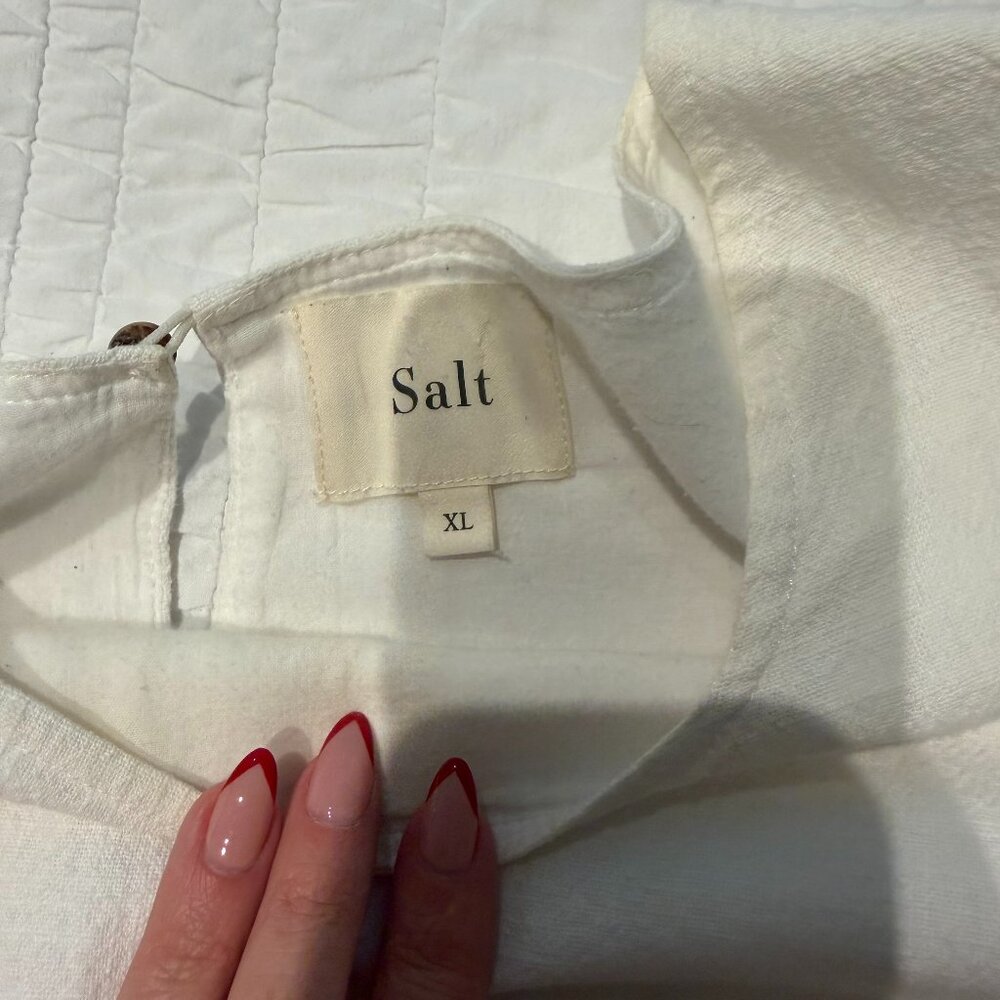 Salt Linen Top with Puff Sleeves